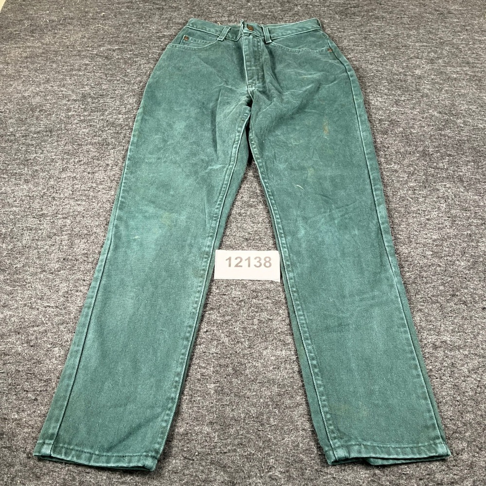 Vintage Lee Mom Jeans Womens 16 Green Denim Medium Wash Cotton Straight Leg